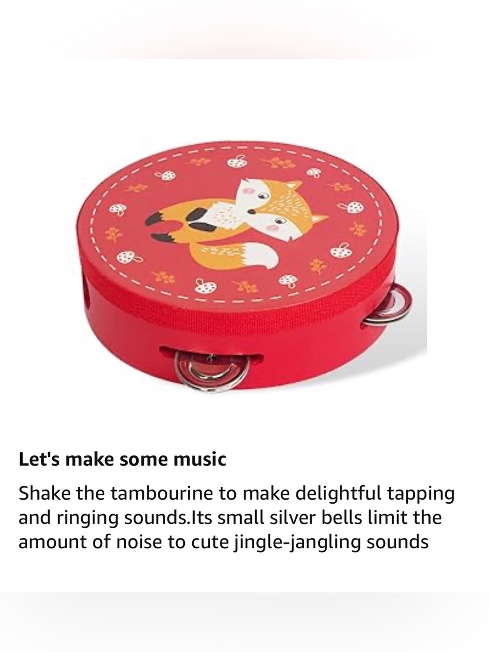 NIB - WoodenEdu Wooden Tambourine Toy Set (Red Fox & Yellow Bear) - Picture 8 of 11